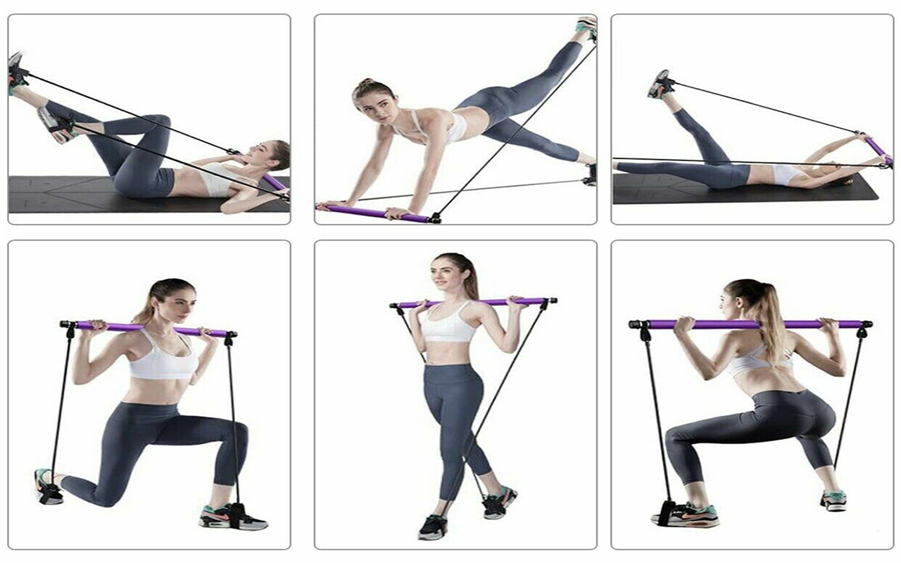 Serenily Pilates Bar Yoga Stick - Pilates Bar Kit For Home Gym With Pilates  Resistance Bands - At Home Workout Equipment For Women Kit - Pilates